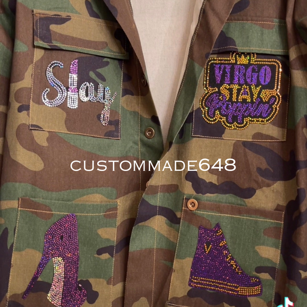 RHINESTONE PATCH CAMO JACKET (PRE-ORDER)