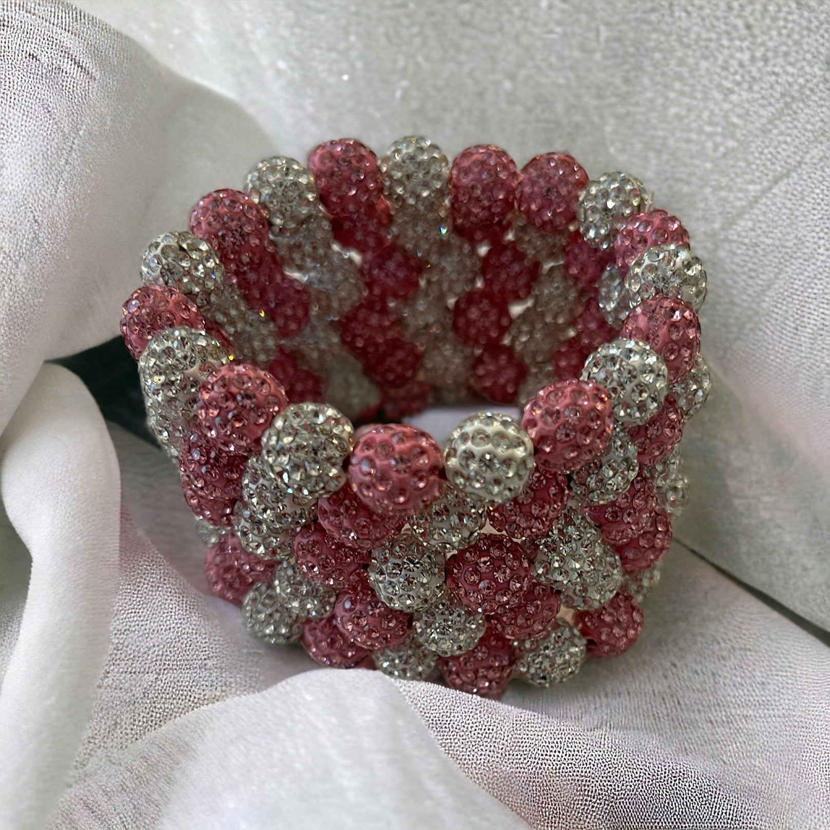 PINK & SILVER Bling Beaded Bracelets