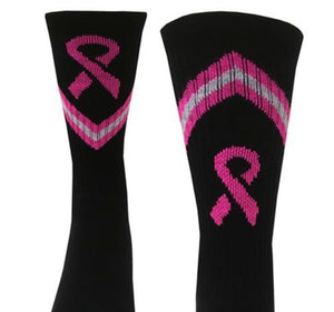 Black/Pink Ribbon Crew Sock